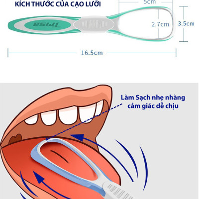 Dụng Cụ Cạo Lưỡi Người Lớn Sản Xuất Tại Thụy Sĩ Trisa Double Action - Hồng