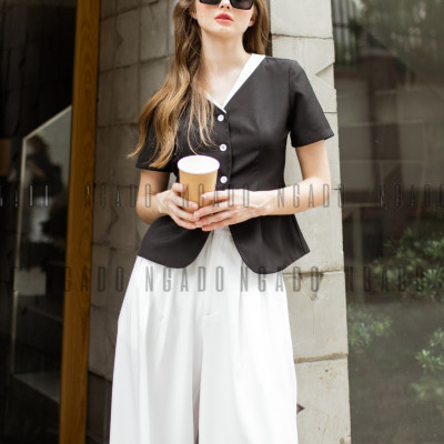 Quần trắng ống rộng NGADO