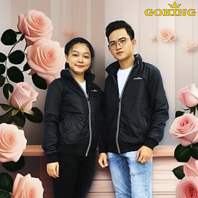 Áo khoác gió cách nhiệt GOKING phối viền, mũ dấu gọn gàng, 3 túi to rộng. Form unisex cho nữ nam.