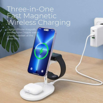 Đế Sạc Không Dây Mazer 3-in-1 Dành Cho Điện Thoại Thiết Kế Nhỏ Gọn Sang Trọng Đèn Báo Thông Minh Công Suất Sạc An Toàn Hàng Chính Hãng