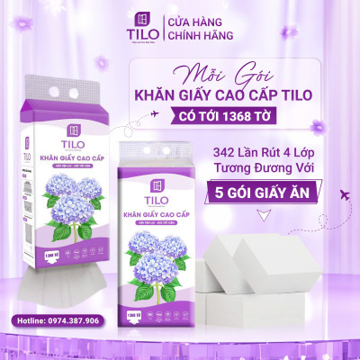 Combo 6 bịch giấy rút treo tường TiLo 1368 tờ tặng 3 móc treo đôi giấy dai mềm mịn