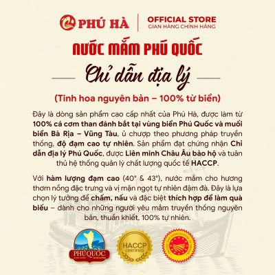 Nước mắm Phú Quốc Chỉ Dẫn Địa Lý Phú Hà 40 độ đạm - Hộp 6 chai 60ml