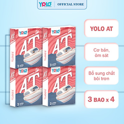 Combo 4 hộp Bao cao su YOLO AT ôm sát, có gel (3 bao/hộp)