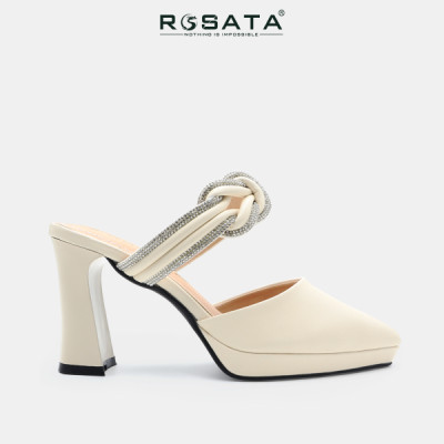 Giày sục cao gót nữ mũi nhọn ROSATA RO562 cao 8p - HÀNG VIỆT NAM - BKSTORE