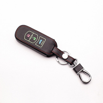 Cho xe Mazda, bao da chìa khóa 3 nút dạ quang kiêm móc khóa chất liệu da, Inox MIHOCO Mazda 3N/ Hành chính hãng