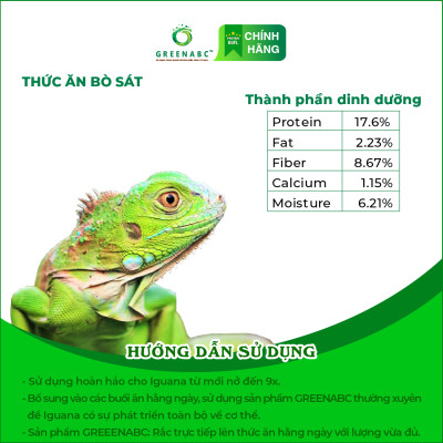 Thức ăn bò sát Iguana Baby GREENABC vị chuối dùng cho Iguana từ mới nở cho đến giúp tăng kích thước, lên màu đẹp, phòng chống MBD, teo đuôi – Hộp 230g