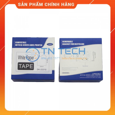 Giấy in Decal Brother DK-22210 - 29mm x 30.48m - Chữ đen nền trắng - Dùng cho máy in BROTHER - QL [Hàng nhập khẩu]