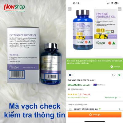 Evening Primrose Oil 1000mg Careline hộp 60 viên dầu hoa anh thảo Úc đẹp da cân bằng nội tiết tố nữ