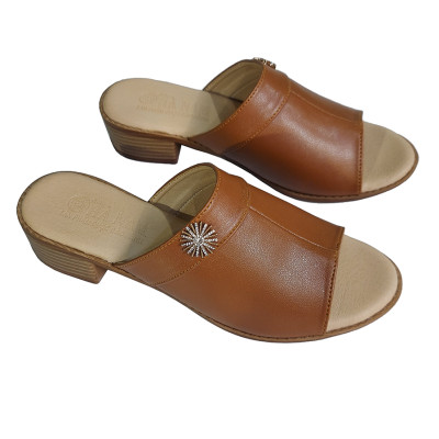 Dép Nữ Quai Ngang Cao Gót HÀ NAM Da Bò Thật Thời Trang Cao Cấp 3cm DNU2175