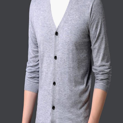 Áo Khoác Nhẹ Nam Cardigan Chất Nỉ Phối Cổ Tim Phong Cách Nam Tính Cao Cấp AN14 - ShopN6