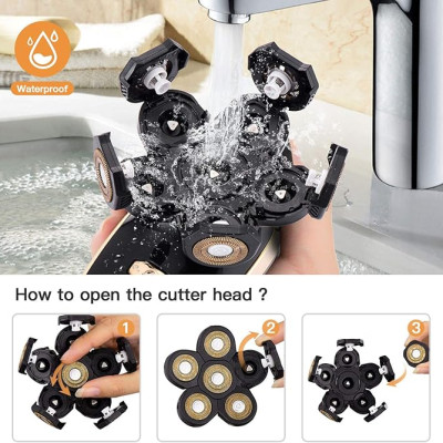 Máy cạo đầu trọc, cạo râu MG 5800 5 lưỡi, kèm 5 phụ kiện cắt tỉa, máy cạo sạch sát chân tóc