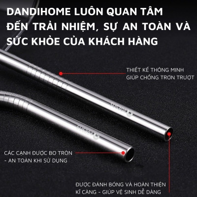 Bộ 4 ống hút Inox 304 kèm cọ rửa DandiHome
