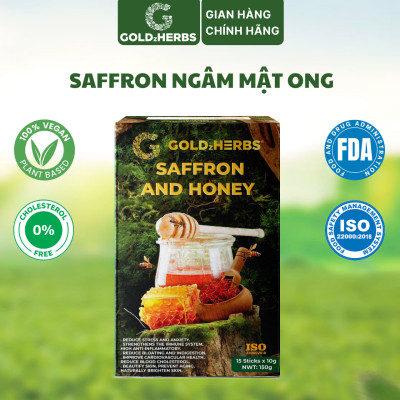Hàng chính hãng - Saffron ngâm mật ong GoldzHerbs, 100% mật ong nguyên chất – Hũ 300g/ Hộp 15 gói x 10g