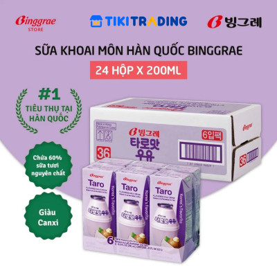 Thùng 24 hộp Sữa khoai môn 200ml nhãn hiệu Binggrae