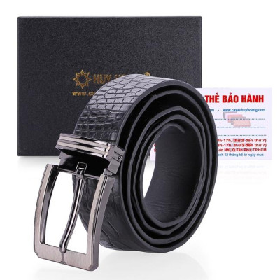HC4715-16-17-18 - Thắt lưng nam da cá sấu Huy Hoàng gai đuôi 4P đầu kim màu đen, nâu đất, nâu đỏ, vàng bò