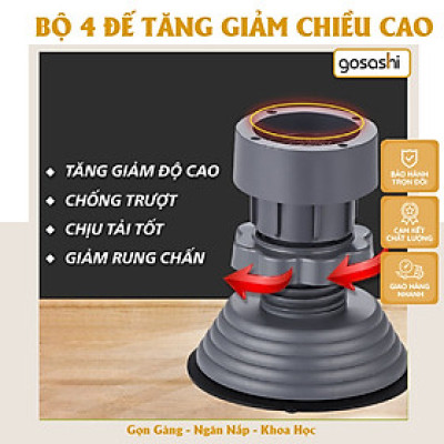 Chân Kê Đế Chống Rung Máy Giặt, Tủ Lạnh Sét 4 Đế Tăng Giảm Độ Cao Hàng Nhập Khẩu