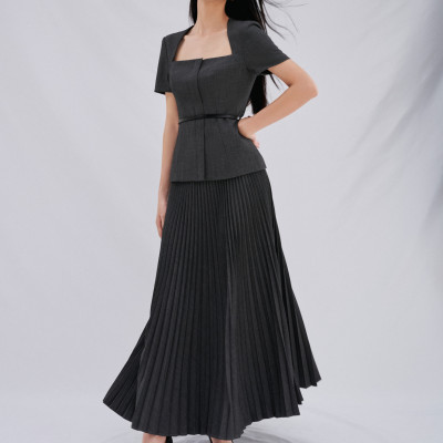 Chân váy chữ A xếp ly quạt Daria thiết kế cao cấp WHITE CHIC