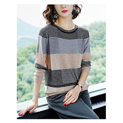 Áo len nữ sọc ngang phối màu Al07