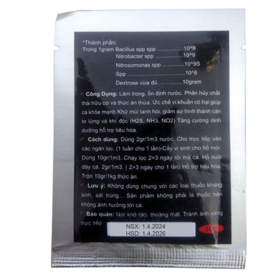 Men Vi Sinh Hồ Cá TN1A 10Gr dạng bột 3IN1 cao cấp: trong nước, khử tanh, bổ sung vitamin cho tôm cá hải sản