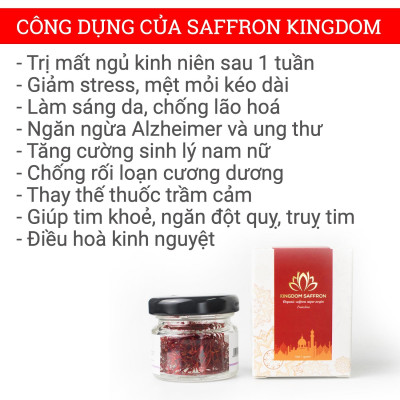 Combo 3 hộp (hộp/1gr) saffron Kingdom Herb, nhụy hoa nghệ tây Iran chính hãng super negin thượng hạng (Tặng táo đỏ Tân Cương 10g, bình nước và nhíp gắp)