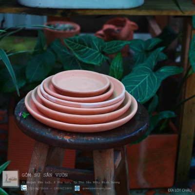 Đĩa lót chậu đất nung (nhiều size) - Lớn nhỏ đủ cả, chất liệu đất nung chất lượng