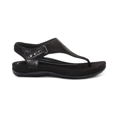 Giày sandal sức khỏe nữ Aetrex Ellie Black - giày quai hậu nâng vòm, đế đệm giảm đau chân