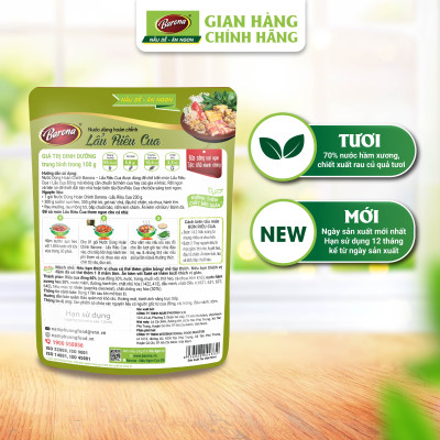 Combo 3 gói Nước dùng Lẩu Riêu Cua Barona 230g tươi ngon chuẩn vị không cần nêm nếm