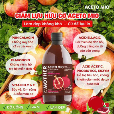 Combo 2 Chai Giấm Lựu Hữu Cơ Aceto Mio (Có Giấm Cái) 500ml, Hỗ Trợ Detox Cơ Thể, Tốt Cho Sức Khỏe