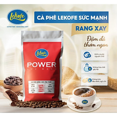Cà phê rang xay Sức Mạnh Lekofe 70% Robusta 30% Culi Đậm đà thơm ngon Túi 500gram