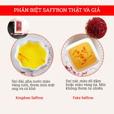 Combo 3 hộp (hộp/1gr) saffron Kingdom Herb, nhụy hoa nghệ tây Iran chính hãng super negin thượng hạng (Tặng táo đỏ Tân Cương 10g, bình nước và nhíp gắp)