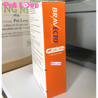Bravecto diệt ghẻ, ve rận, bọ chét (chó 4,5 - 10kg)