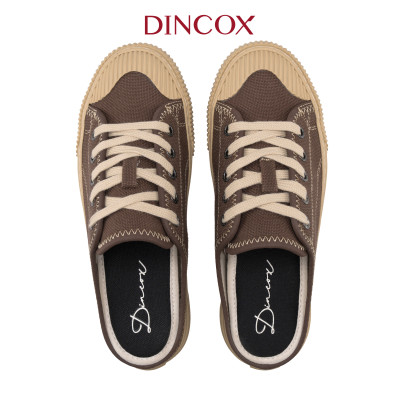 Giày Sục Đạp Gót Mules Vải Sneaker Unisex Tăng Chiều Cao 4cm DINCOX E10 CHOCO MILK