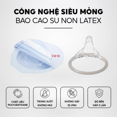 Bao cao su Sagami 002 Extra non latex siêu mỏng 002, size 55mm hộp 3 chiếc