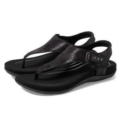 Giày sandal sức khỏe nữ Aetrex Ellie Black - giày quai hậu nâng vòm, đế đệm giảm đau chân