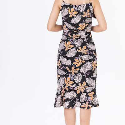 De Leah - Đầm Midi Hoa Cuốn Bèo