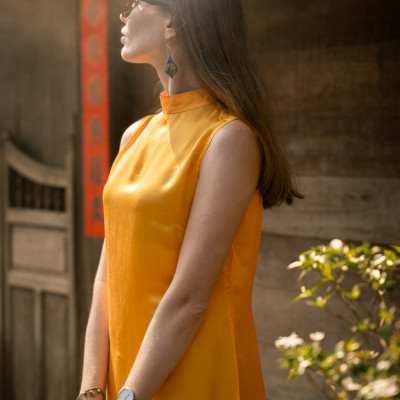 Áo Dài Lụa Tơ Tằm Dã Quỳ ADA004 thời trang thiết kế Hity