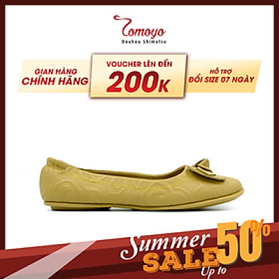 Giày Nữ Búp Bê Đính Nơ Tomoyo Da Micro Fiber Khắc Hoạ Tiết Laser TMW31103