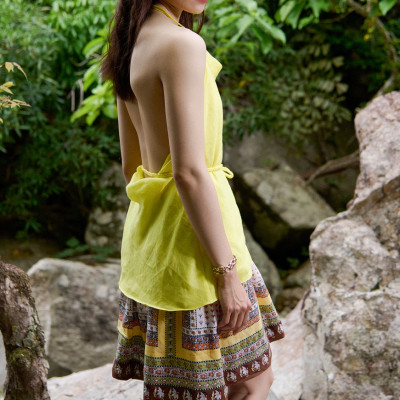 Váy Mini Linen Bohemian SKI053 thời trang thiết kế Hity