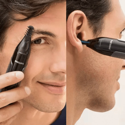 Máy tỉa lông mũi, tai và lông mày Philips NT3650, an toàn cho da, bảo hành 2 năm