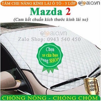 Tấm che chắn nắng kính lái dành cho ô tô Mazda 2 CAO CẤP 3 Lớp Chắn Nắng Cản Nhiệt