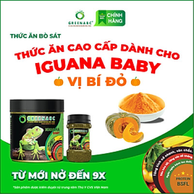 Thức ăn bò sát Iguana Baby GREENABC vị bí đỏ dùng cho Iguana từ mới nở cho đến 9x giúp tăng kích thước, lên màu đẹp, phòng chống MBD, teo đuôi – Hộp 230g