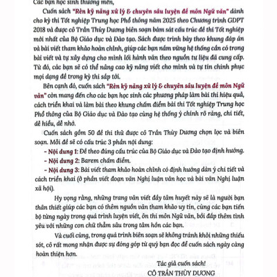 Sách - Rèn kỹ năng xử lí và Chuyên sâu Luyện đề Môn Ngữ văn - Thi Tốt nghiệp THPT Chương trình GDPT 2018 (Cô Trần Thùy Dương)