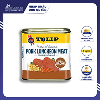 Thịt Heo Hộp Xông Khói Bacon Tulip 340g - Nhập Khẩu Đan Mạch | Tulip Pork Luncheon Meat with Bacon 340g