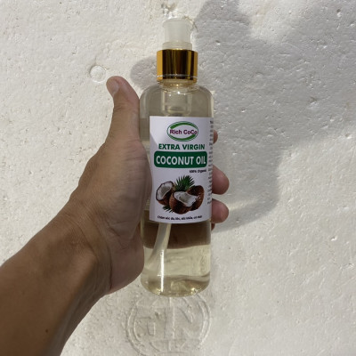 DẦU DỪA HỮU CƠ ÉP LẠNH - RICH COCO - EXTRA VIRGIN COCONUT OIL – CHAI 300ml