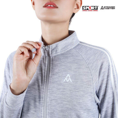 - Bộ nỉ AM nữ 2 sọc trắng - màu LT.Grey/ Black - WTS001