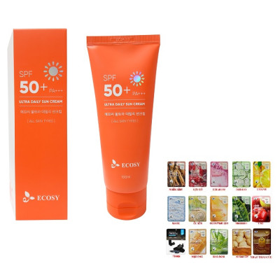 Kem Chống Nắng ECOSY Ultra Daily Sun Cream Kiềm Dầu Không Trôi 100ml [ Được Mặt Nạ 3W Clinic ]