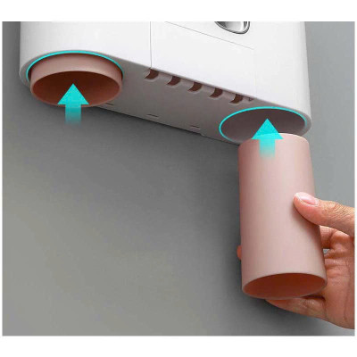 Kệ Treo Bàn Chải Inochi Nachi 4 Cốc Chính Hãng – Dán Tường Không Khoan, Phong Cách Tối Giản Nhật, Tặng Khăn PaKaSa