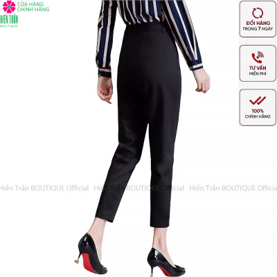 Quần tây nữ Hiền Trần BOUTIQUE lưng cạp cao âu công sở đẹp màu đen đồ đi học form chuẩn tôn dáng