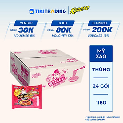 Thùng 24 Gói Mì Xào Koreno Vị Gà Volcano 118g