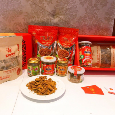 Khô Bò Sợi Hương Tiêu nhãn hiệu KINBE BEEF JERKY, khô bò sạch sợi mềm vị ít cay, ĐẶC SẢN TRỨ DANH ĐÀ NẴNG
